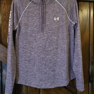 S Under Armour Loose Heatgear Purple Space Dyed Half Zip Hooded Top Tee Heat Gea